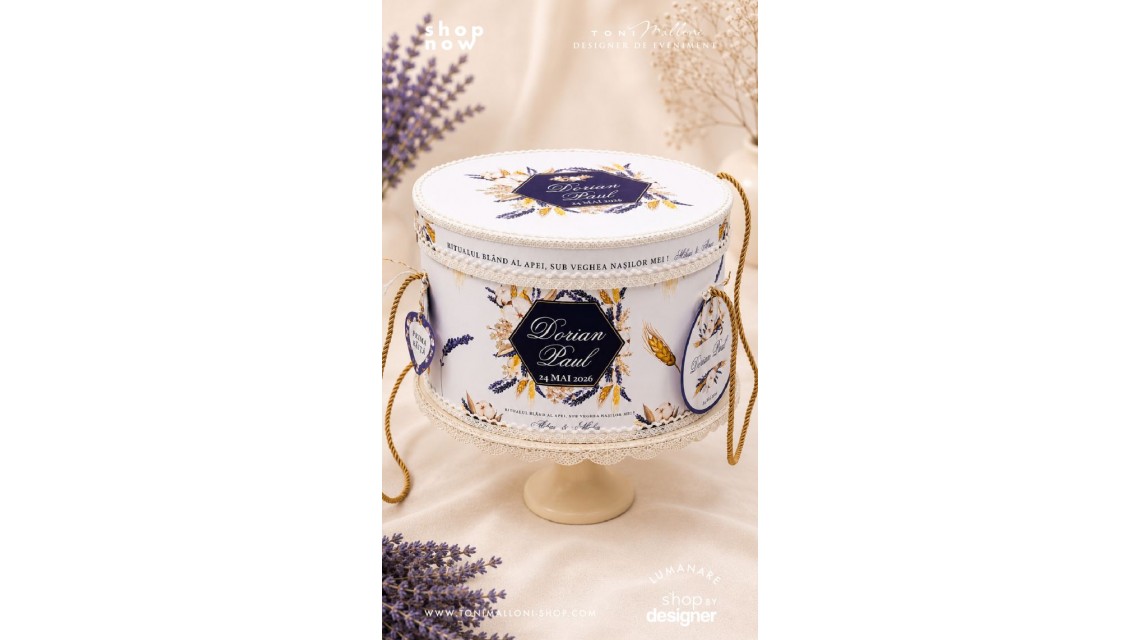 Set Prima Băiță după Botez Lavandă si Grâu Ritualul Blând al Apei cu Nașii Personalizat pentru Băieți 4